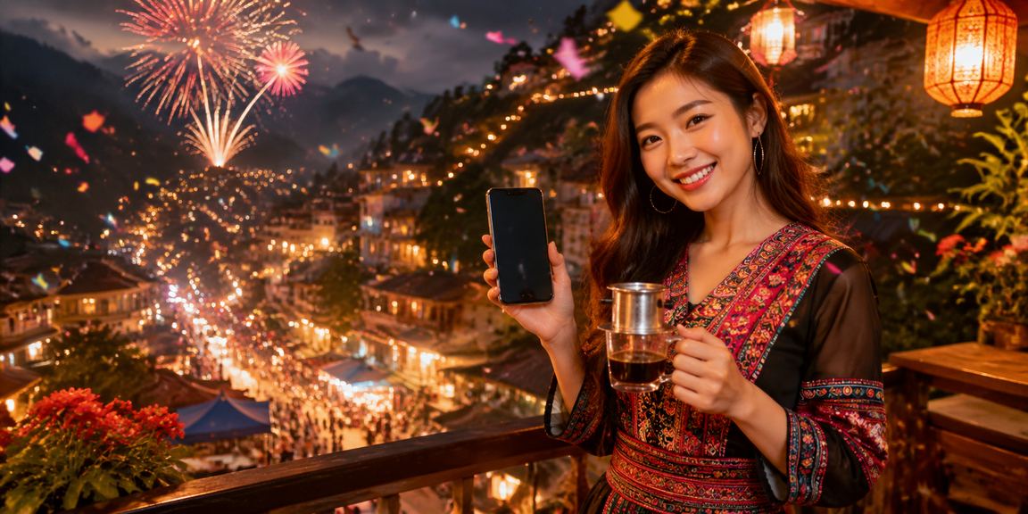 Khách chơi sử dụng ứng dụng the5 tại quán cà phê Sapa